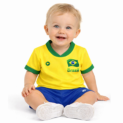Camiseta Bebê Brasil Amarela Torcida Baby