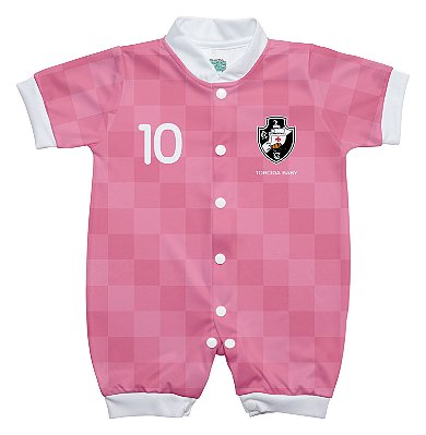 Macacão Bebê Vasco Curto Rosa - Torcida Baby