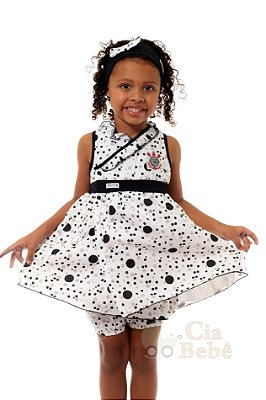 Vestido Infantil Corinthians com Shorts e Tiara Oficial