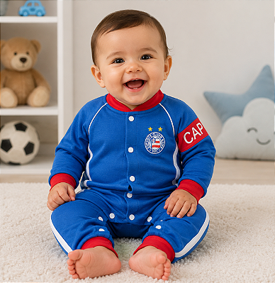 Macacão Bebê Bahia Capitão Manga Longa Oficial
