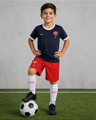 Uniforme Infantil Vitória Conjunto Artilheiro Preto Oficial