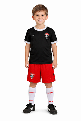 Uniforme Infantil Vitória Conjunto Artilheiro Preto Oficial