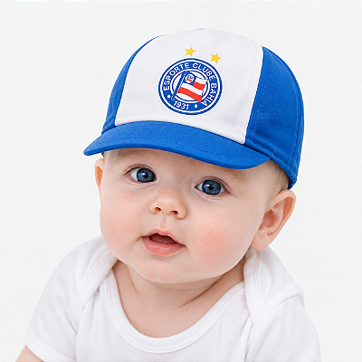 Boné Bebê Bahia Tricolor de Aço 100% Algodão Oficial