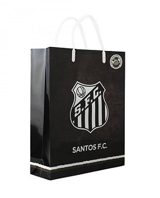 Sacola Para Presentes Preta Santos 33x27cm Oficial