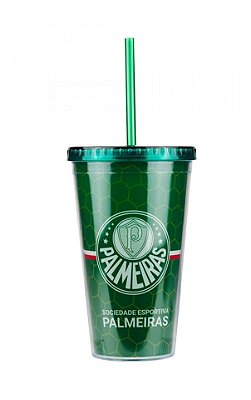 Copo com Canudo Maior Campeão Palmeiras 450ml Oficial