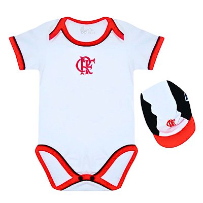 Body Bebê Flamengo com Boné Oficial