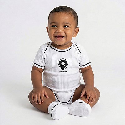 Body e Pantufa Botafogo Branco - Torcida Baby
