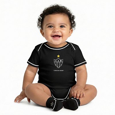 Body e Pantufa Atlético MG Preto Torcida Baby