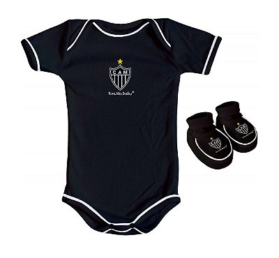 Body e Pantufa Atlético MG Preto Torcida Baby