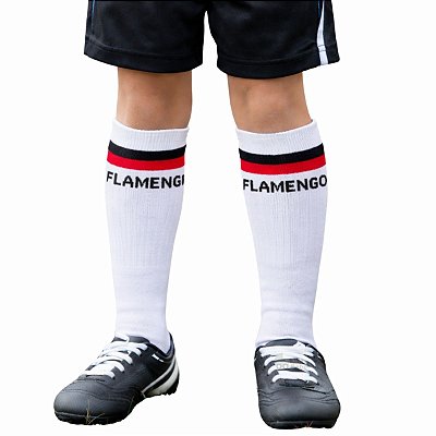Meião Futebol Flamengo Infantil Juvenil Branco Oficial