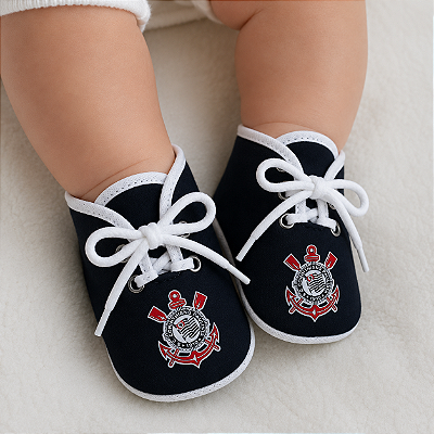 Sapatinho Chuteirinha Bebê Corinthians Preta Oficial