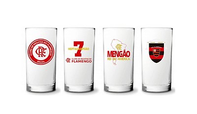 Kit Com 4 Copos Cylinder do Flamengo de 300ml Oficial