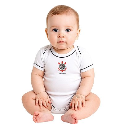 Body Bebê Corinthians Oficial Branco - Torcida Baby