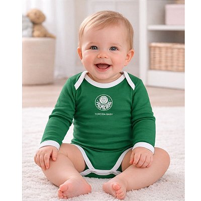 Body Palmeiras Verde Longo Torcida Baby Oficial