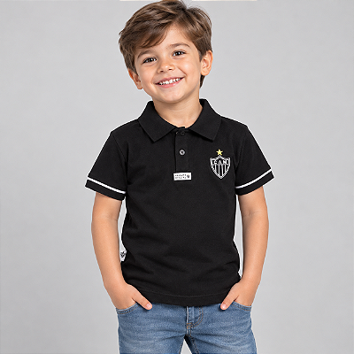 Camisa Polo Infantil Atlético MG Preta Oficial