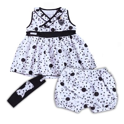 Vestido Infantil Atlético MG com Shorts e Tiara Revedor