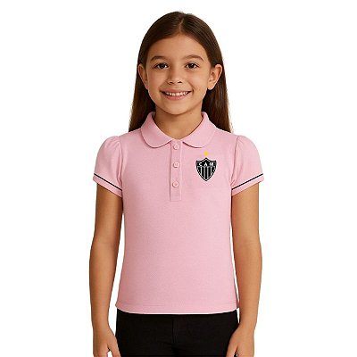 Camisa Polo Infantil Atlético MG Rosa Oficial