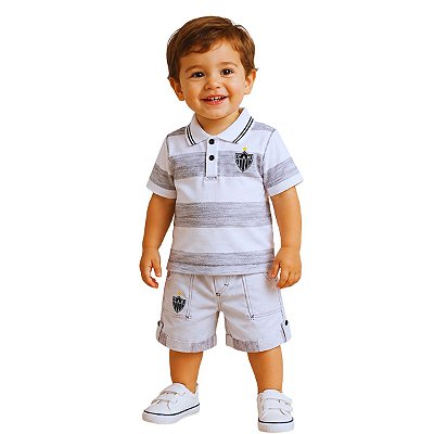 Conjunto Atlético MG Infantil Polo e Bermuda Oficial