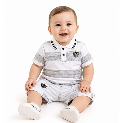 Conjunto Bebê Atlético MG Polo e Bermuda Oficial