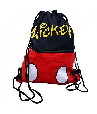 Mochila Saco Mickey - Disney Preto e Vermelho 40cm