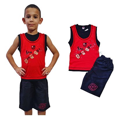 Conjunto Infantil Flamengo Regata Shorts Oficial