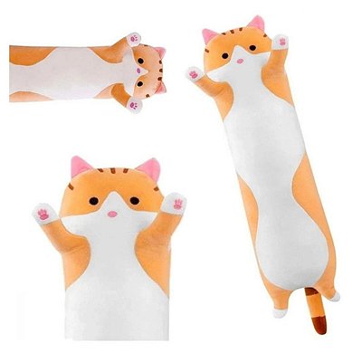 Almofada de Pelúcia Para Dormir Gato Bege 66cm