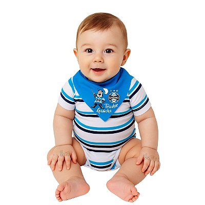 Kit Bebê Grêmio Com Body e Bandana Oficial