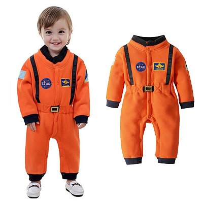 Macacão Bebê Astronauta Infantil Traje Espacial Laranja
