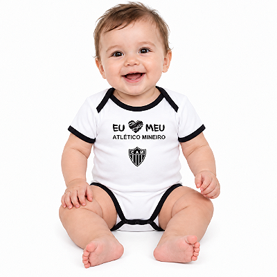Body Bebê Atlético MG Frase Eu Amo Meu Atlético Oficial