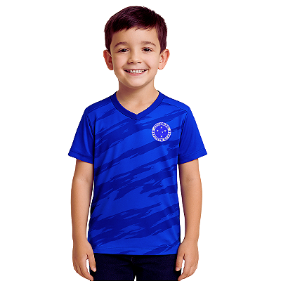 Camiseta Cruzeiro Infantil Azul Faixas Oficial