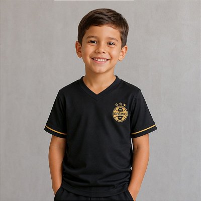 Camiseta Grêmio Infantil Premium Preta Oficial