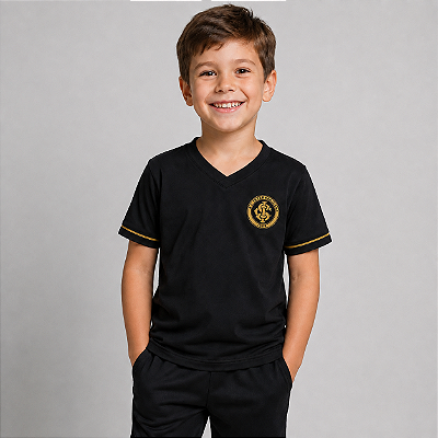 Camiseta Internacional Infantil Premium Preta Oficial