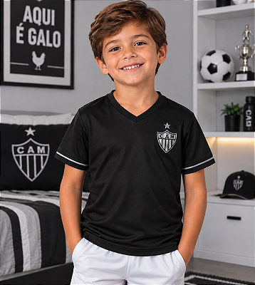 Camiseta Atlético MG Infantil Estampa Prateada Oficial