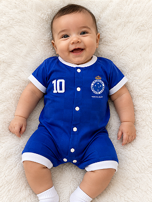 Macacão Cruzeiro Bebê Curto Azul - Torcida Baby
