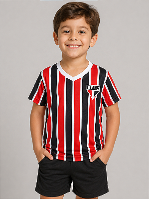 Camiseta São Paulo Infantil Listrada Tricolor Oficial