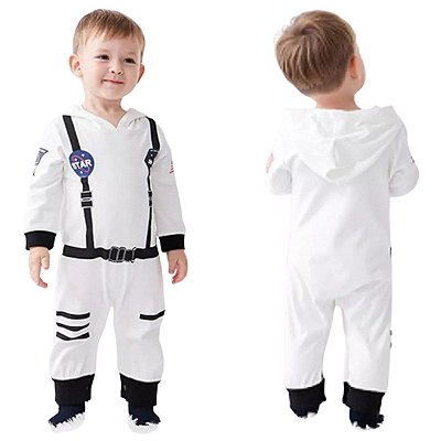 Macacão Bebê Astronauta Infantil Manga Longa Branco