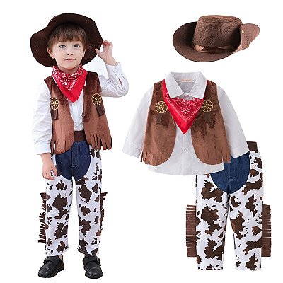Fantasia Infantil Cowboy Country Vaqueiro Conjunto 5 Pçs