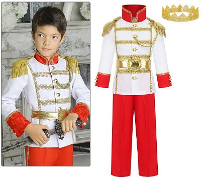 Fantasia Infantil Príncipe Realeza Com Coroa