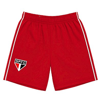 Shorts São Paulo Vermelho Bebê Infantil Juvenil Oficial