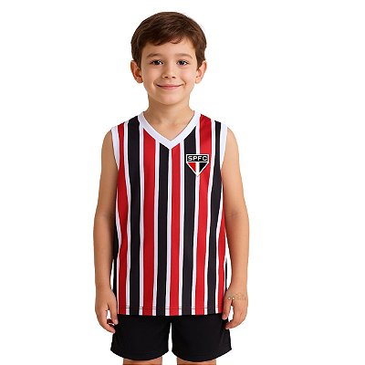 Camiseta Infantil São Paulo Regata Listrada Oficial