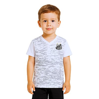 Camiseta Infantil Santos Rajada Branca Oficial