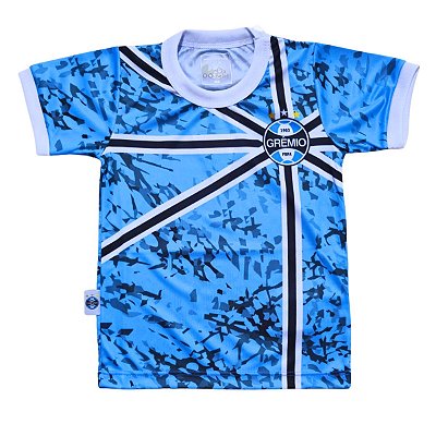 Camiseta Infantil Grêmio Azul Faixas Oficial