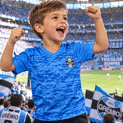 Camiseta Infantil Grêmio Rajada Azul Oficial