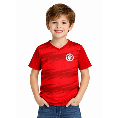 Camiseta Infantil Internacional Vermelha Faixas Oficial