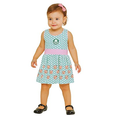 Vestido Bebê Infantil Palmeiras Estampa Porquinhos Oficial