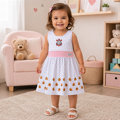 Vestido Infantil Corinthians Ursinhos Oficial
