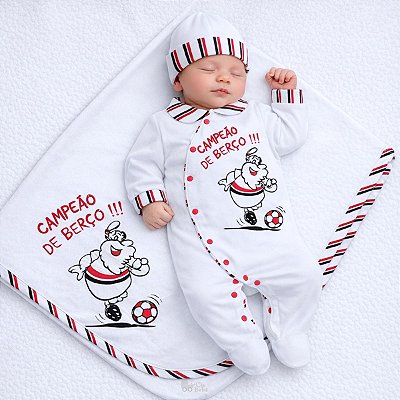 Kit Saída Maternidade São Paulo Macacão Manta e Gorro Oficial