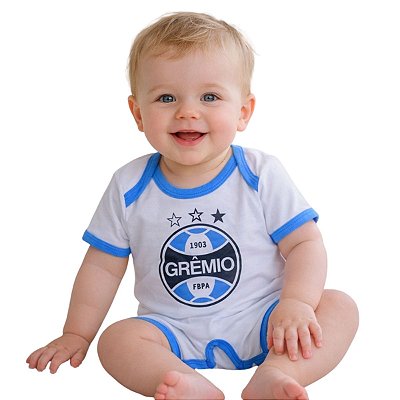 Macacão Bebê Grêmio Manga Curta Oficial