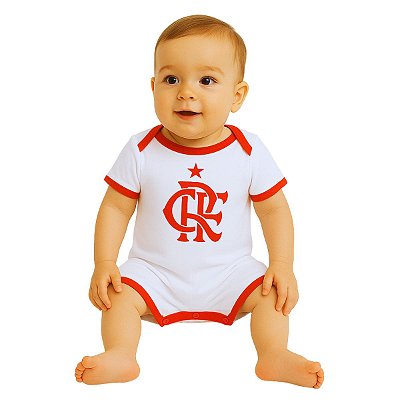 Macacão Bebê Flamengo Tip Top Manga Curta Oficial