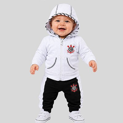 Agasalho Bebê Corinthians Conjunto de Frio Plush Oficial